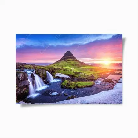 Poster lever de soleil sur Kirkjufell en Islande – Wallnifity®