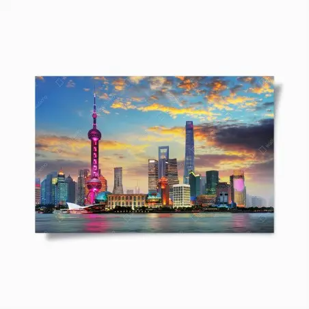 Poster panorama lumineux de Shanghai au crépuscule – Wallnifity®