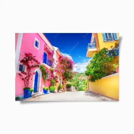 Poster ruelle colorée de Kefalonia – Wallnifity®
