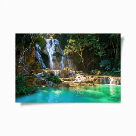 Poster cascade tropicale aux eaux turquoise – Wallnifity®