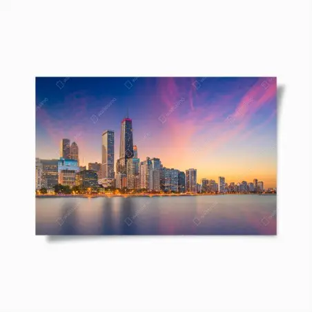 Poster skyline de Chicago au coucher du soleil – Wallnifity®