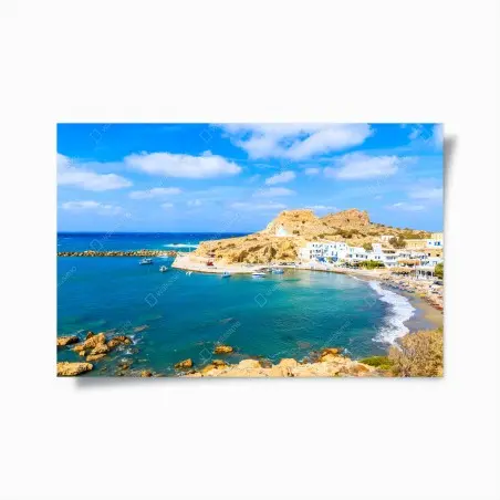 Poster paysage côtier de Finiki, Karpathos, Grèce – Wallnifity®