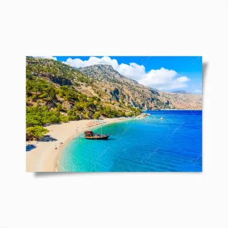 Poster plage paradisiaque d'Apella, Karpathos – Wallnifity®
