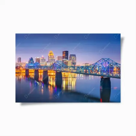 Poster panorama nocturne de Louisville sur l'Ohio – Wallnifity®