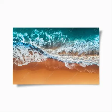 Poster vagues aériennes sur plage dorée – Wallnifity®