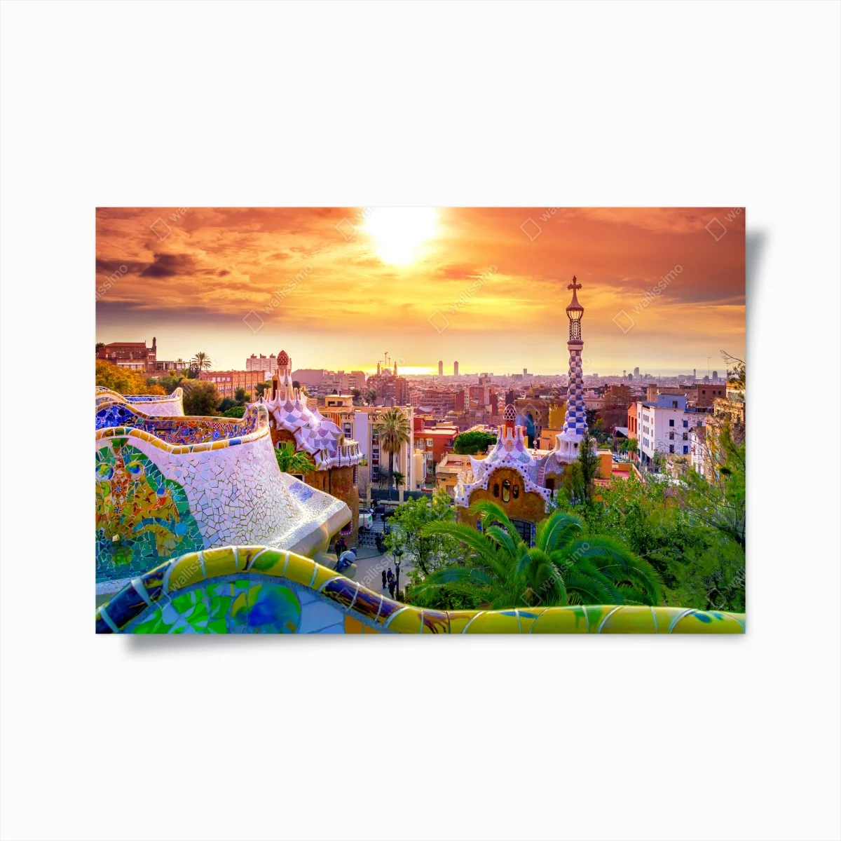 Poster vue colorée du Parc Güell à Barcelone au coucher de soleil – Wallnifity® Poster vue colorée du Parc Güell à Barcelone au coucher de soleil – Wallnifity®