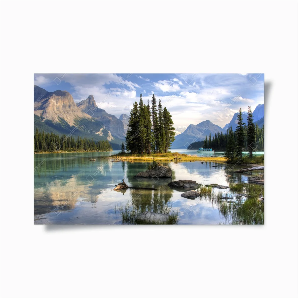 Poster île boisée sur lac alpin aux eaux turquoises – Wallnifity® Poster île boisée sur lac alpin aux eaux turquoises – Wallnifity®