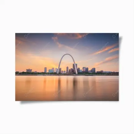 Poster crépuscule doré au-dessus de St. Louis et du Gateway Arch – Wallnifity®