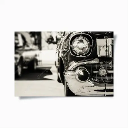 Poster détail chromé d'une voiture classique – Wallnifity®