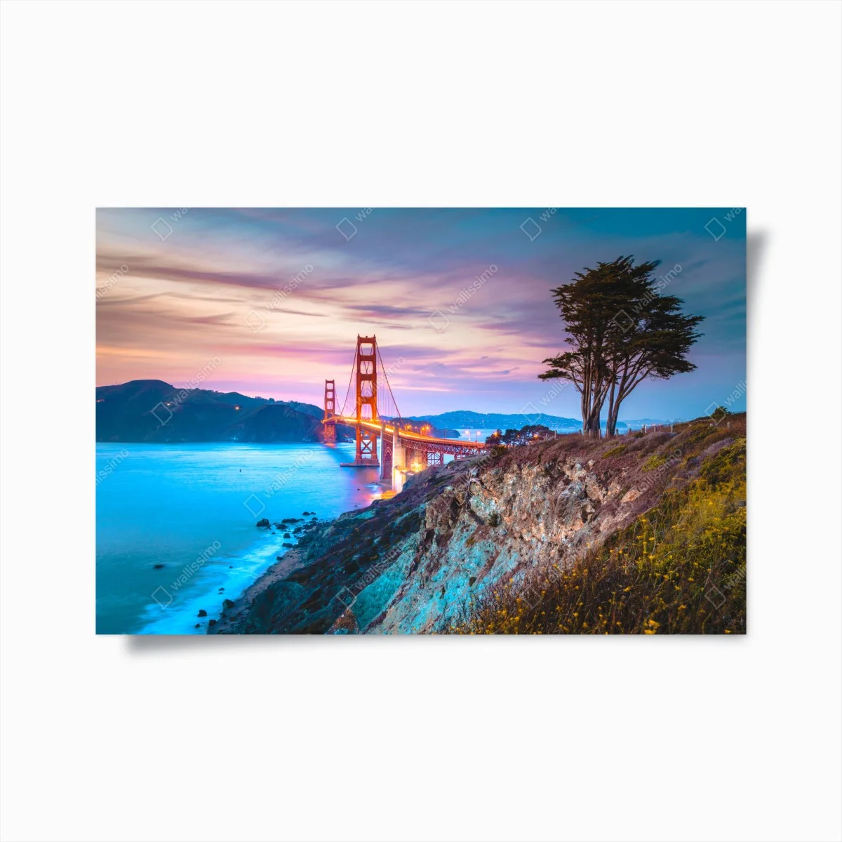 Poster coucher de soleil au Golden Gate, panorama de San Francisco – Wallnifity® Poster coucher de soleil au Golden Gate, panorama de San Francisco – Wallnifity®