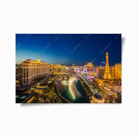 Poster ciel nocturne de Las Vegas avec fontaines illuminées – Wallnifity®