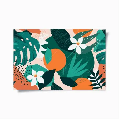 Poster composition botanique tropicale aux agrumes – Wallnifity®