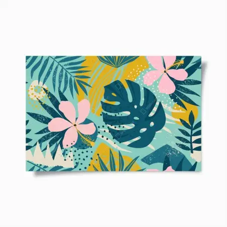 Poster paradis tropical fleuri aux teintes vives – Wallnifity®