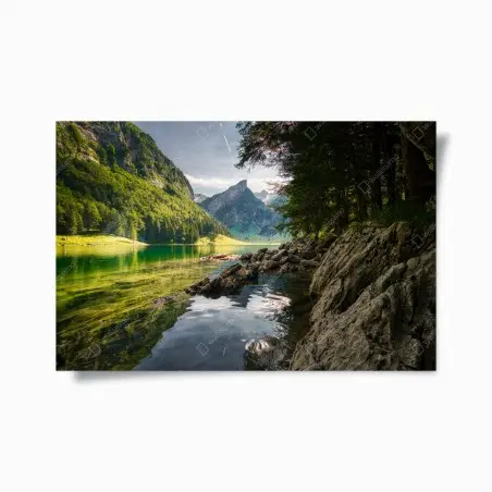 Poster lac alpin émeraude au pied des montagnes – Wallnifity®