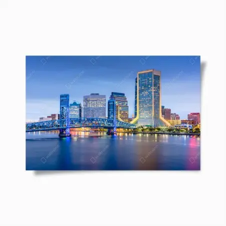 Poster ligne d'horizon de Jacksonville au crépuscule – Wallnifity®