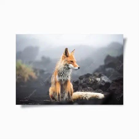 Poster renard roux dans la brume – Wallnifity®