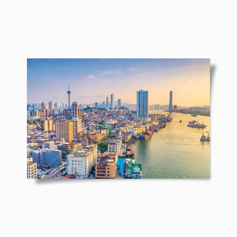 Poster vue panoramique de Macao au coucher de soleil – Wallnifity®