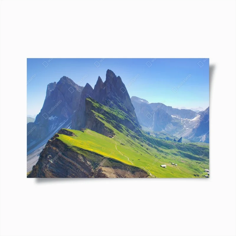 Poster paysage montagnard de Seceda, Dolomites au printemps – Wallnifity® Poster paysage montagnard de Seceda, Dolomites au printemps – Wallnifity®