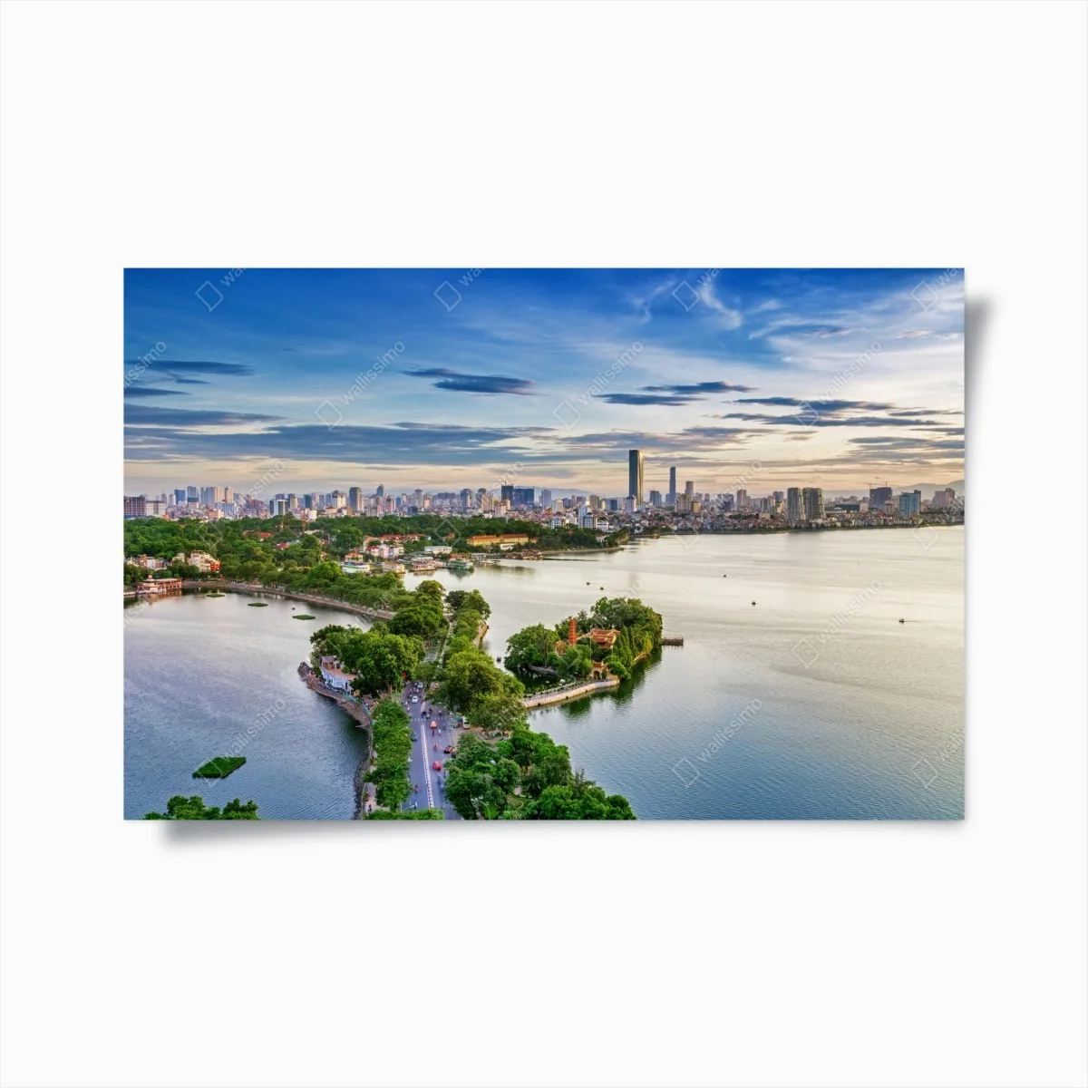 Poster paysage urbain au bord du lac au coucher de soleil – Wallnifity® Poster paysage urbain au bord du lac au coucher de soleil – Wallnifity®