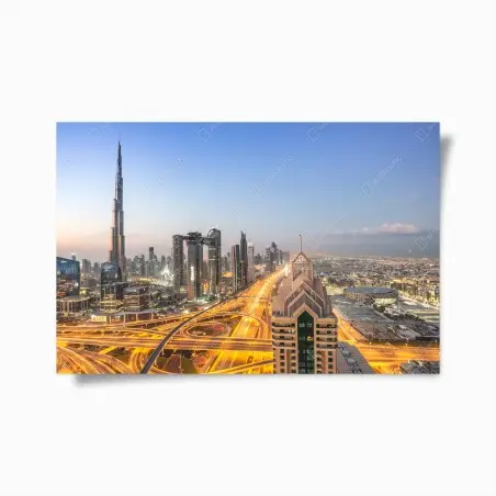 Poster panorama urbain de Dubaï au crépuscule – Wallnifity®