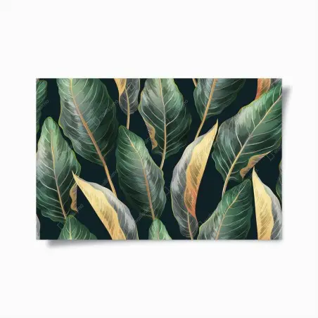 Poster motif tropical vintage feuilles luxuriantes – Wallnifity®