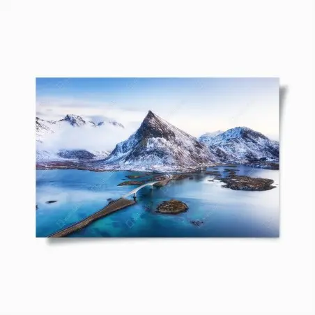Poster paysage aérien des îles Lofoten au coucher du soleil – Wallnifity®