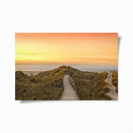 Poster passerelle vers la mer à Amrum au coucher de soleil – Wallnifity®