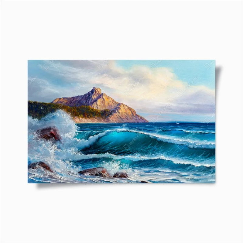 Poster vagues turquoises et falaises dorées – Wallnifity® Poster vagues turquoises et falaises dorées – Wallnifity®