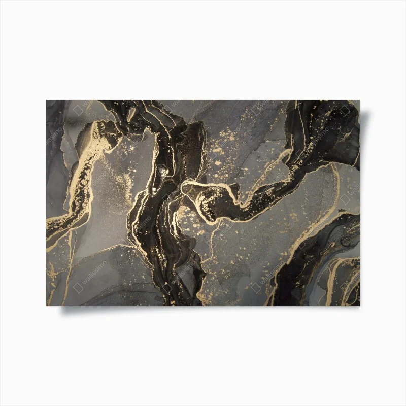 Poster marbrure abstraite aux reflets dorés – Wallnifity®