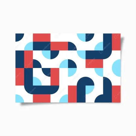 Poster motif géométrique moderne bleu et corail – Wallnifity®