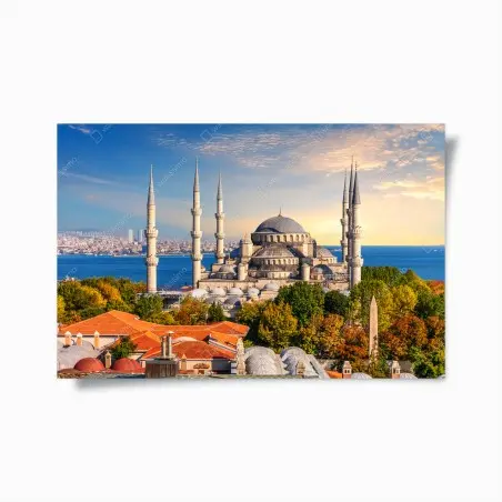 Poster panorama d'Istanbul avec mosquée historique – Wallnifity®