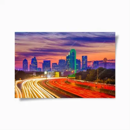 Poster ligne d'horizon de Dallas au crépuscule – Wallnifity®