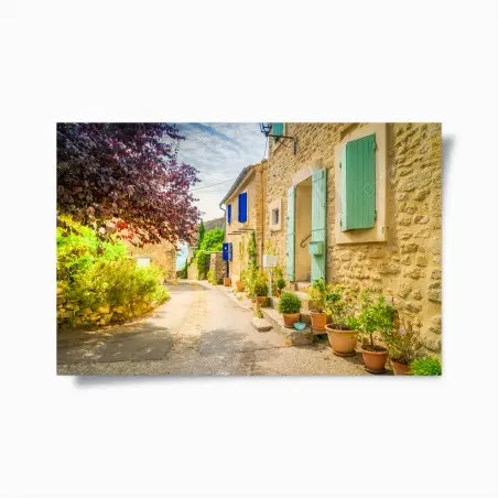 Poster rue provençale ensoleillée aux volets colorés – Wallnifity®