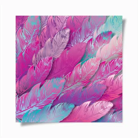 Poster motif plumes irisées rose et turquoise – Wallnifity®