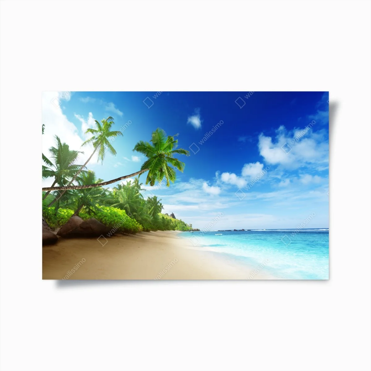 Poster plage tropicale de Mahé au coucher du soleil – Wallnifity® Poster plage tropicale de Mahé au coucher du soleil – Wallnifity®