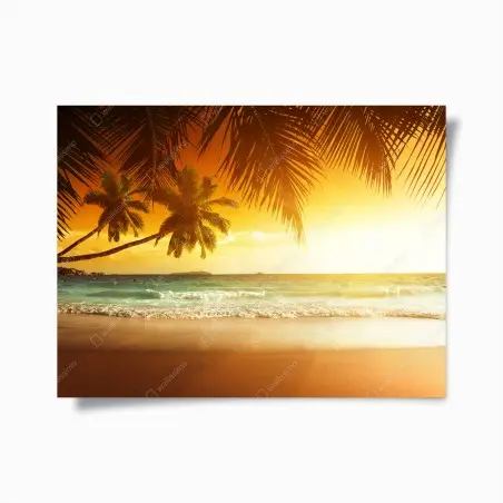Poster coucher de soleil tropical sur la mer des Caraïbes – Wallnifity®