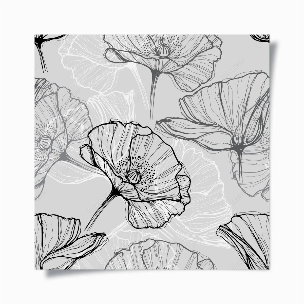 Poster motif pavots en dessin au trait noir et gris – Wallnifity® Poster motif pavots en dessin au trait noir et gris – Wallnifity®