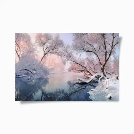 Poster paysage hivernal au bord de la rivière – Wallnifity®