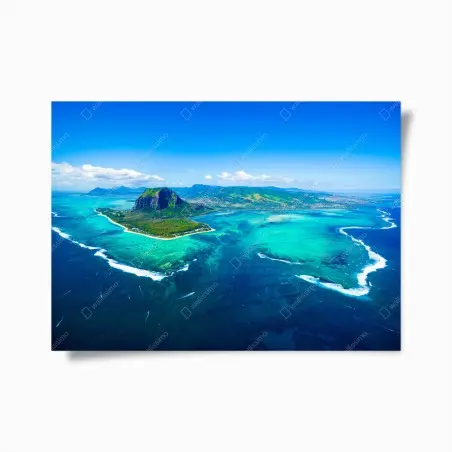 Poster vue aérienne sur Le Morne Brabant, Île Maurice – Wallnifity®