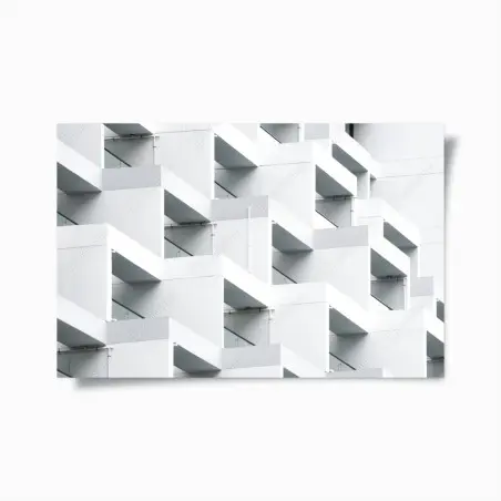 Poster façade géométrique en béton blanc – Wallnifity®
