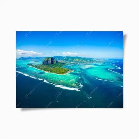 Poster panorama aérien du Morne Brabant et lagon turquoise – Wallnifity®