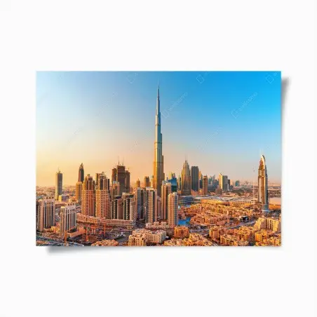 Poster paysage urbain de Dubaï au coucher de soleil – Wallnifity®