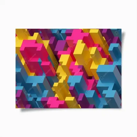 Poster motif voxel coloré abstrait – Wallnifity®