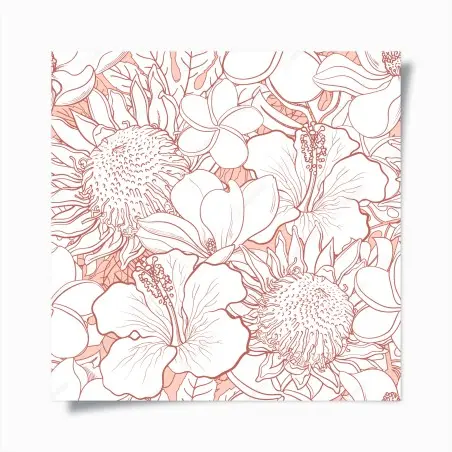 Poster motif floral tropical aux lignes saumon – Wallnifity®
