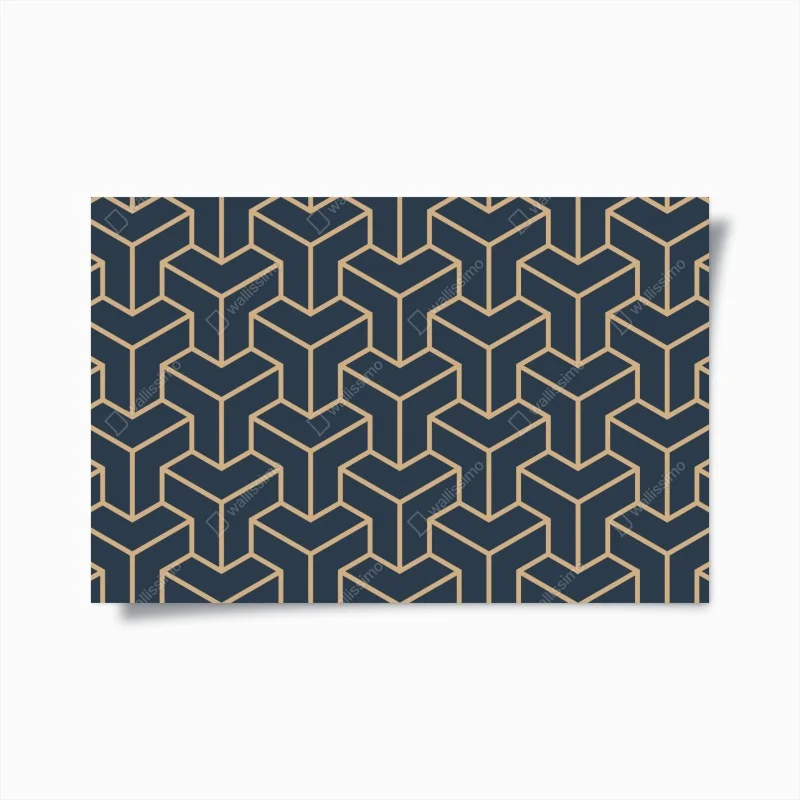 Poster motif géométrique bleu marine et doré en 3d – Wallnifity®