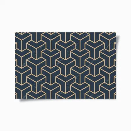 Poster motif géométrique bleu marine et doré en 3d – Wallnifity®