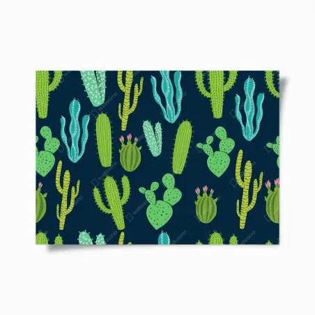 Poster motif botanique de cactus et succulentes vertes et bleues – Wallnifity®