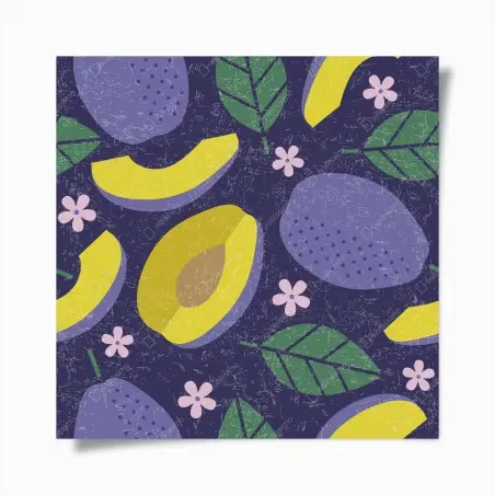 Poster prunes et fleurs motif décoratif vintage – Wallnifity®