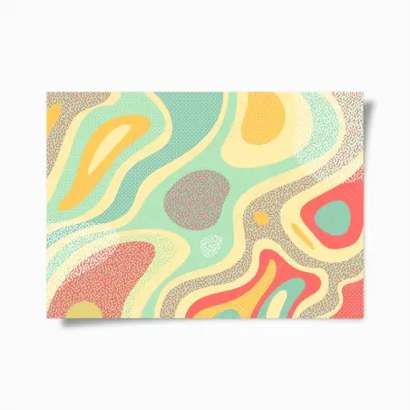 Poster composition abstraite menthe et corail aux motifs organiques – Wallnifity®