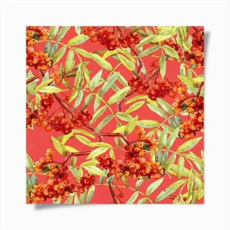 Poster motif de sorbier aux baies rouges à l'aquarelle – Wallnifity®